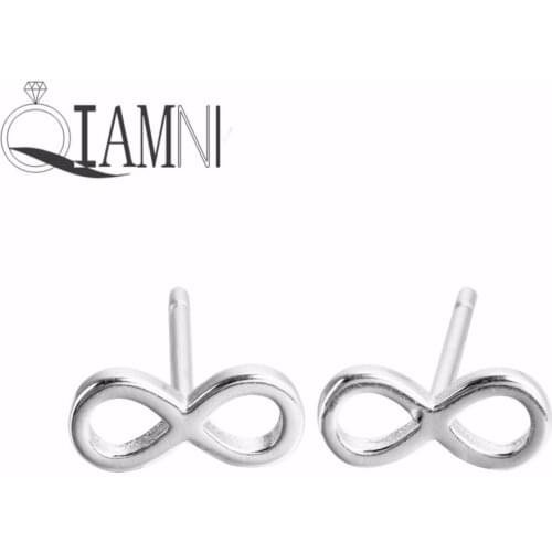 QIAMNI Love Infinity Symbol 8 Infinite Stud Earring Women Girls Christmas Gift Handmade Jewelry Pendientes