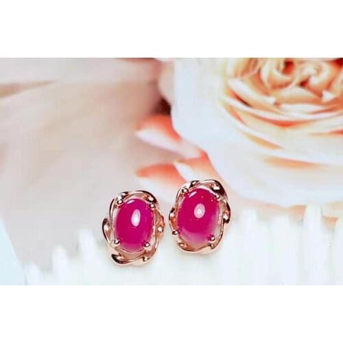 Natural Myanmar Ruby S925 Sterling Silver Earrings Fine Fashion Charming Wedding Jewelry for Women Free Shipping