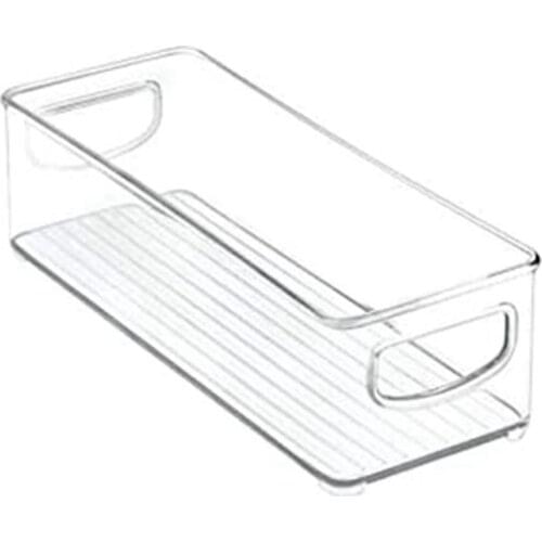 Stackable Plastic Food Storage Bin with Handles for Kitchen Pantry, Cabinet, Refrigerator, Freezer- Clear