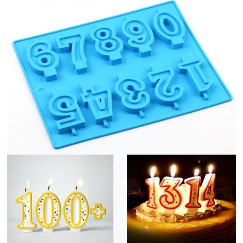Silicone Lollipop Mold 0-9 Number Shaped Kitchen Cake Tool Candy Chocolate Moulds DIY Party cake decorating tools fondant 3D