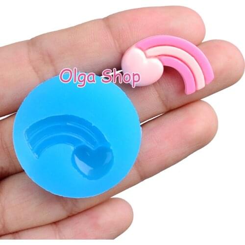PYL071 19.2mm x 10.0mm Lovely Rainbow Silicone Mold Fondant Cake Decoration Candy Resin Clay Earrings Necklace Craft Soap Candle
