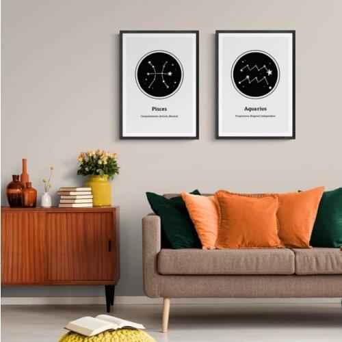 Nordic Canvas Painting 12 Zodiac Signs Horoscope Wall Art Posters And Prints Wall Pictures For Living Room Decoration Home Decor