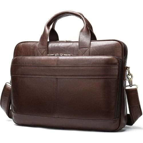 Mens Leather Bag Mens Briefcase Office Bags For Men Bag Mans Genuine Leather 15.6 Inch Laptop Bag Male Tote Briefcase Handbag