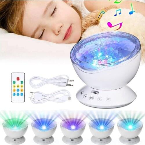 KHLITEC Ocean Wave Starry Sky Aurora LED Night Light Projector Luminaria Novelty Lamp Nightlight Illusion For Baby Children