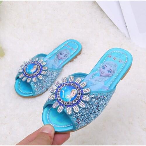Disney Frozen Elsa Slippers For Girls Children Lovely Cartoon Princess Flat Sandals Shoes Cartoon slippers