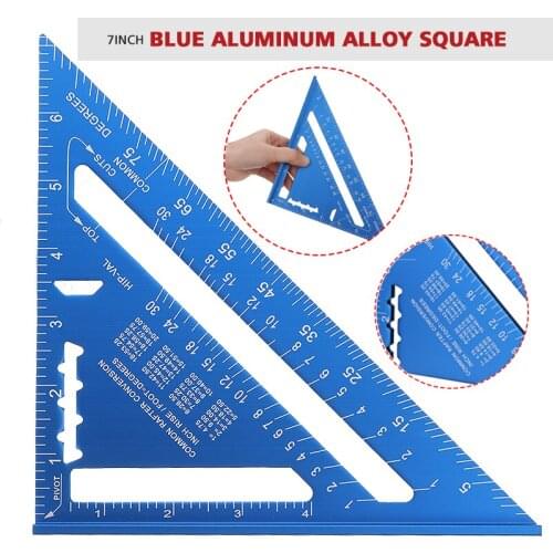 Triangle Ruler 7'' Aluminum Alloy Angle Protractor Speed Metric Square Measuring Ruler Woodwork Speed Square Tool Gauges