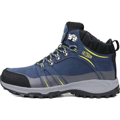 Waterproof High Quality Genuine Leather Outdoor Hiking Shoes for Men Womens Fleece Warm Camping Shoes Breathable Trekking Shoes