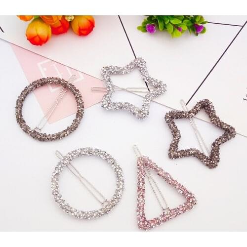 Fashion Woman Hair Accessories Triangle Hair Clip Pin Metal Geometric Alloy Headdress Moon Circle Hairgrip Barrette Girls Holder