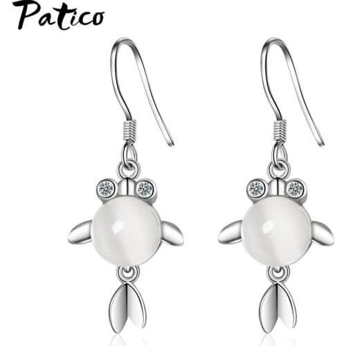 Luxury Brand 925 Sterling Silver Fish Shape Long Drop Earrings For Women Jewelry Gift For Wedding Engagement Anniversary