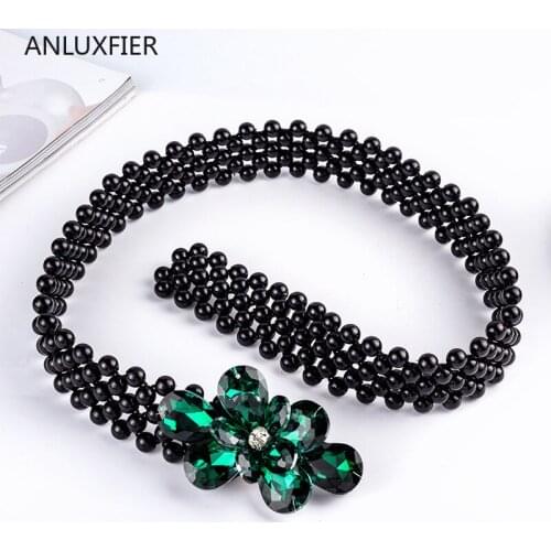H9837 Women Belt Elastic Fashion Pearl Decoration Waist Seal Korean Diamond Accessories Waistband Lady High Quality Cummerbunds