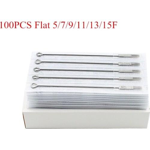 100PCS Tattoo Needles Flat Shader 5F/7F/9F/11F/13F MIXED ASSORTED Disposable Sterilize tattoo needle tattoo t