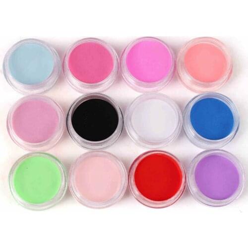 12 Colors Acrylic Powder Nail Art Carving Dust UV Nail Art Polymer Builder Manicure Powder Kit