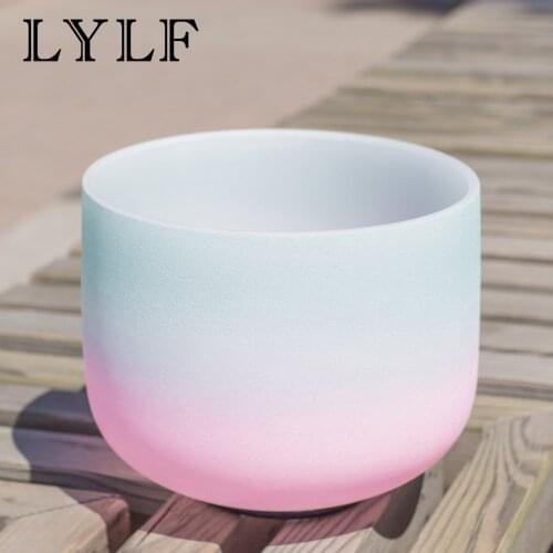 12 Inch Mint Green Light Pink Quartz Crystal Singing Bowl 440HZ 432HZ C D E F G A B Chakra