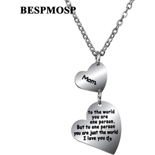 12PC Wholesale Mom To The World You Are One Person But To Me You Are Just World I Love You Pendant & Necklace Mothers Gift Hot