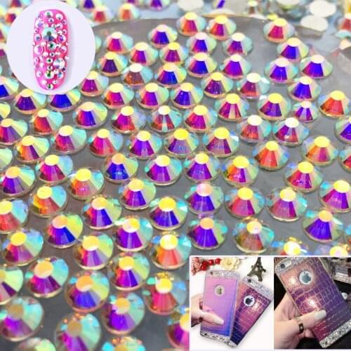SS3-SS10 1440pcs/lot Top-level Colorful AB color Non HotFix flatback glass crystal 3D Nail Art Rhinestone diy Decorations MPAB