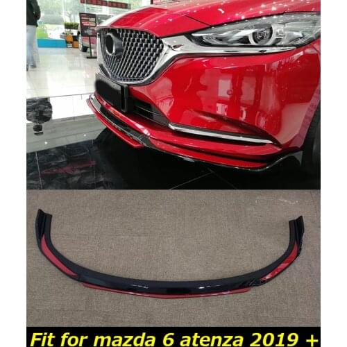 3pcs Front Bumper Lip Spoiler For Mazda 6 Atenza 2019 2020 Cover Trim Carbon fiber ABS Glossy Black Car Accessories