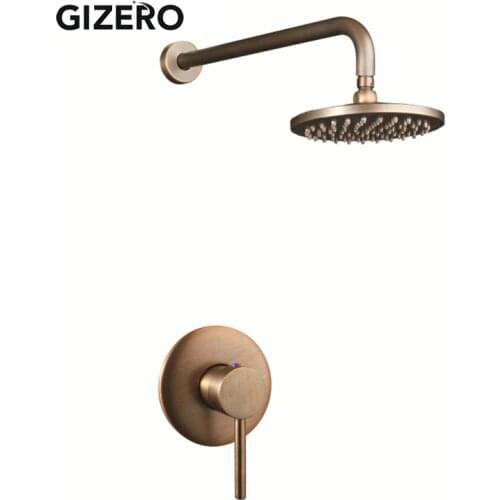 8 Inch Bathroom Rain Shower Faucet Copper Brass Luxury Round Shower Head Concealed Single Handle Hot Cold Wall Mounted ZR024