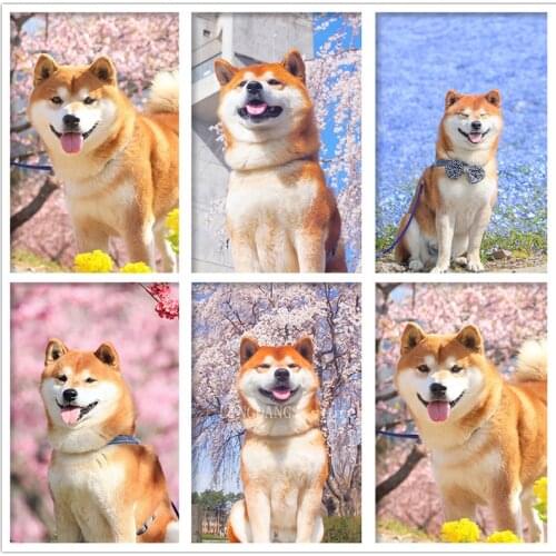 5d Diy Full Square Round Drill Diamond Painting Dog Shiba Inu Diamond Embroidery Mosaic Animal Cross Stitch Kits Home Decor