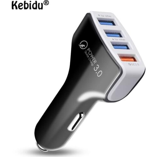 Kebidu 4 Ports Car Charger Quick Charge 3.0 Dual USB Adapter Fast Charging For iPhone Xiaomi Phone Car-Charger