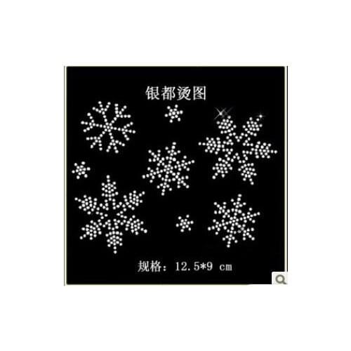 Free fee 20pcs/lot 9*12.5cm Rrhinestone hotfix iron on transfer , Hot Fix Crystal Fashion Design Snow rhinestuds bling