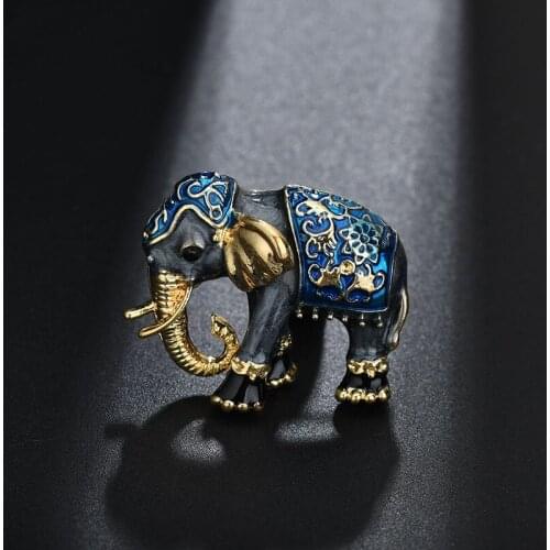 YADA Enamel Elephant Metalb Pins and Brooches for Lapel Pin Garment Scarf Accessory jewelry Rhinestone Crystal Brooches BH200002