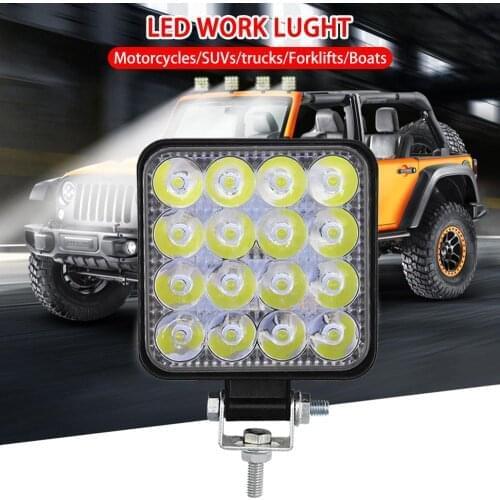 Factory Price Square 48W LED Work Light 12V 24V Off Road Flood Spot Lamp For Car Truck SUV 4WD lamp light bulbs Wholesale CSV