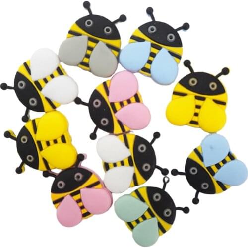 Chengkai 50pcs Silicone Bee Beads Teether DIY Baby Soccer Cartoon Teething Sensory Toy Pacifier Jewelry Making Beads