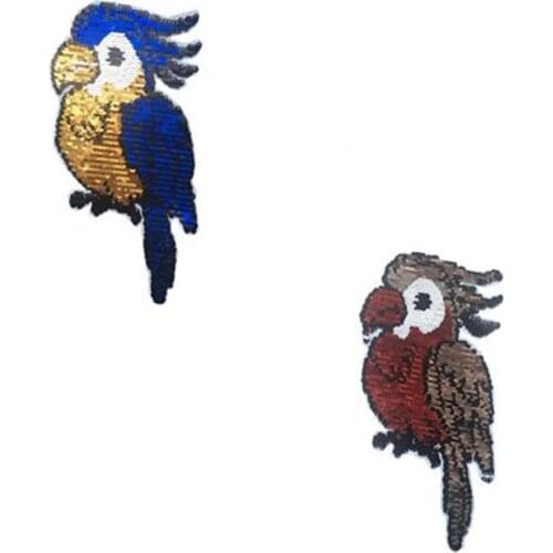 ShinEquin Diy 25cm Parrot flip the double sided Patches for clothing Reversible change color sequins Patch T-shirt Girl Stickers