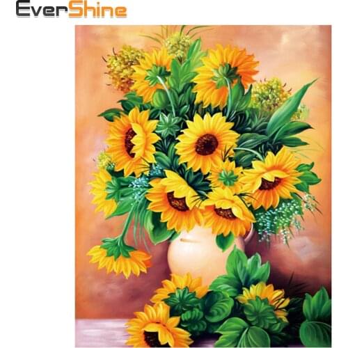 EverShine Diamond Painting Flowers Picture of Rhinestone Diy Diamond Mosaic Embroidery Sunflower Painting Home Decor