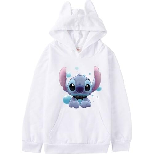 STITCH T-shirt spring childrens hooded sweater long-sleeved sweater hoodie baby boy girl autumn Keep warm Sweatshirt
