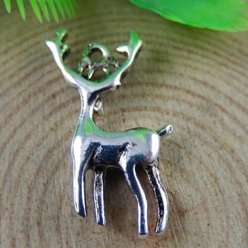 GraceAngie 10pcs/lot Antiqued Silver Color Alloy Cute Lovely Elk Deer Animal Charms Pendants Jewelry Making Crafts for Necklace