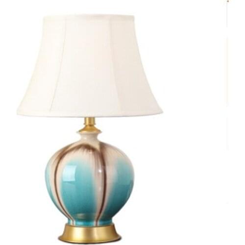 Modern American Style Blue Green Ceramic Table Lamp For BedRoom Bedside Living Room Foyer Study Desk Reading Night Light 190110