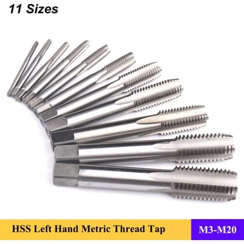 1pcs M3 M4 M5 M6 M8 M10 M12 HSS Spiral Point Straight Fluted Metric Plug Tap Screw Thread Left Hand Tap Drill for Mold Machining