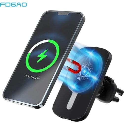 Magnetic Wireless Car Charger Air Vent Mount Stand for iPhone 12 Pro Max Mini Automatic Magnet 15W Qi Fast Charging Phone Holder