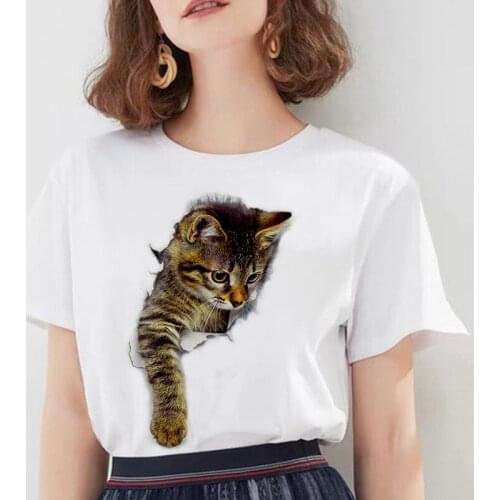 Fashion 3D cat Printing Harajuku Women T-Shirt Summer Short sleeve O-neck Tshirt Casual Streetwear Top Female T shirts Clothes