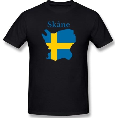 Skane Province Map Swedish Province Sweden Geek Mens Basic Short Sleeve T-Shirt R282 Tops Tees European Size