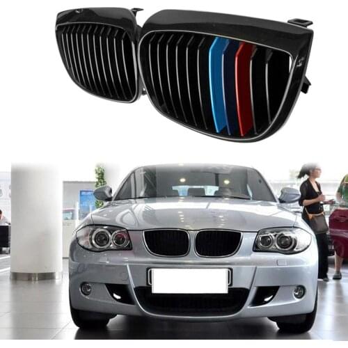 3D MotorSport Front Grille Trim Strips Grill Cover Decoration Stickers For BMW E81 E87 2004 2005 2006 2007 1 Pair