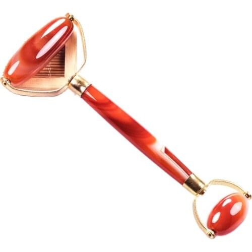 Natural Red Agate Face Beauty Applied Massager Roller Massage Bar