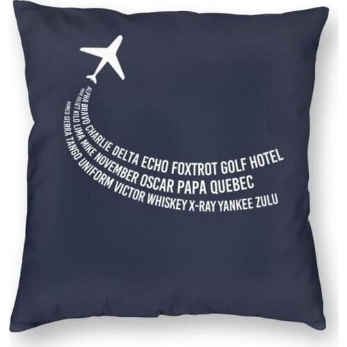 Phonetic Alphabet Pilot Airplane Cushion Cover Print Aviation Aviator Throw Pillow Case for Living Room Fashion Pillowcase Decor