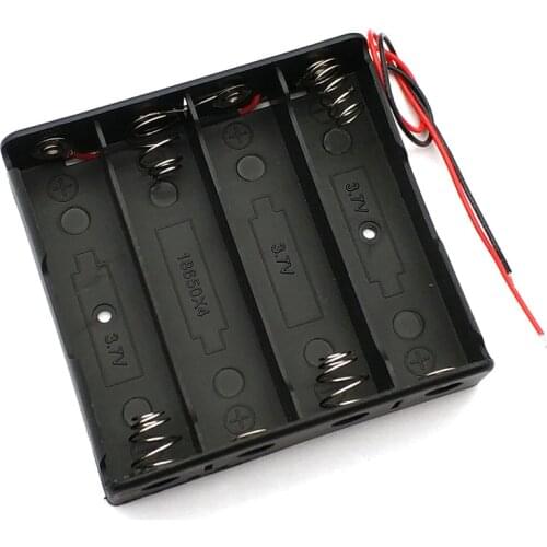 New Plastic Storage Box Case Holder Black For 4pcs Battery 18650 With Wire Leads 4x18650