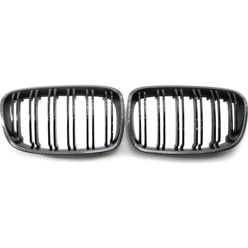 Carbon Fiber Look Front Bumper Dual Slat Front Kidney Grill Grille For BMW F20 F21 118i 120i 2010-2014 High Quality Accessories