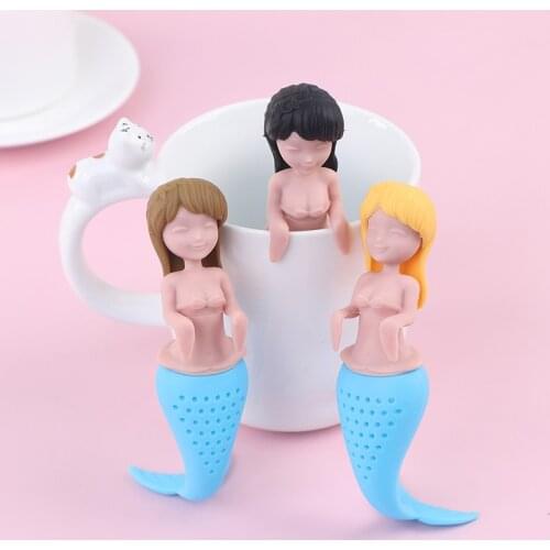 Mermaid Tea Egg Silicone Tes Bag Reusable Sieve Filter Teapot Infusers Teaspoon Tea Leaf Herbal Tool Christmas Decoration