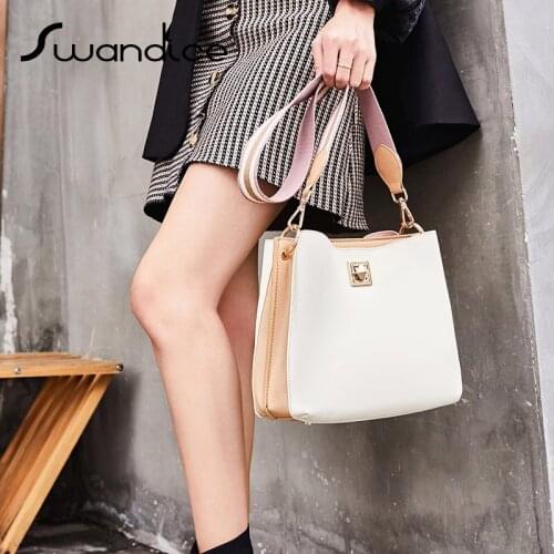 2 Shoulder Straps Contrast Colour Block Bucket Handbags Tote Crossbody Messenger Shoulder Bags Women Female 2020 Fashion Purses