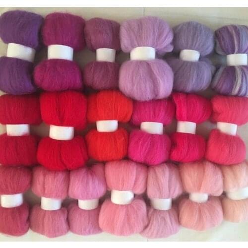 WFPFBEC 5G/BAG 18 COLORS 70S DIY WOOL FOR FELTING WOOL FIBER tools set wool roving in needles