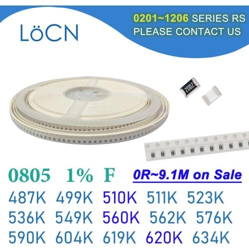 0805 1% 5000PCS SMD Resistor F 487K 499K 510K 511K 523K 536K 549K 560K 562K 576K 590K 604K 619K 620K 634K 2012 OHM