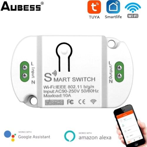 10A Tuya WIFI Smart On-off Device Mobile Phone Wireless Remote Control Timing Voice Control Switch Work With Amazon Alexa Google