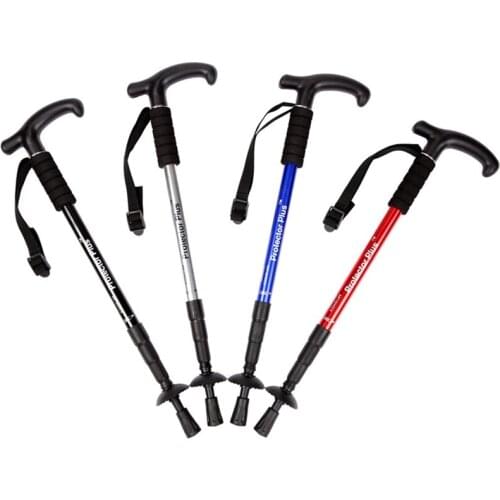 110CM Walking Stick Outdoor Trekking Poles Aluminum Alloy Telescopic Hiking Climbing Stick Non-Slip 4 Stretch T Foam Handle