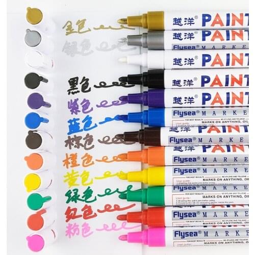12 Color White Waterproof Rubber Permanent Paint Marker Pen Car Tyre Tread Environmental Tire Painting