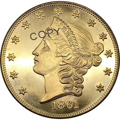 1861 Confederate Confederate Twenty Dollars Gold Coin Brass Metal Copy Coins