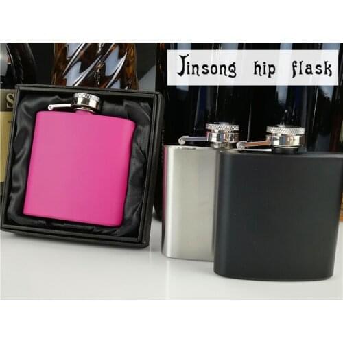 2018 New 3oz stainless steel hip flask with gift box black /sliver/pink 50 pcs/lot